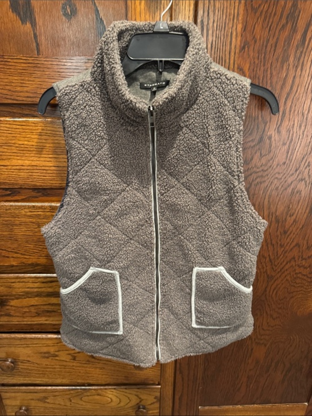 Staccato Sherpa Fleece Vest Zip Up Gray Size M Labeled